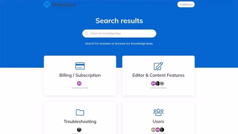 Assim como o Confluence, o Helpjuice também tem um recurso de pesquisa avançada em sua base de conhecimento