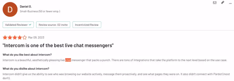 Avaliação do Intercom no G2