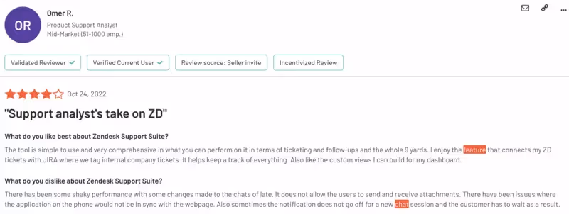 Avaliação do Zendesk no G2
