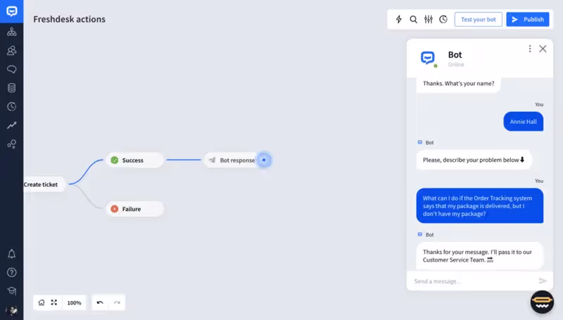 Você pode aumentar sua base de clientes e coletar tíquetes de suporte com o assistente de IA da Freshworks