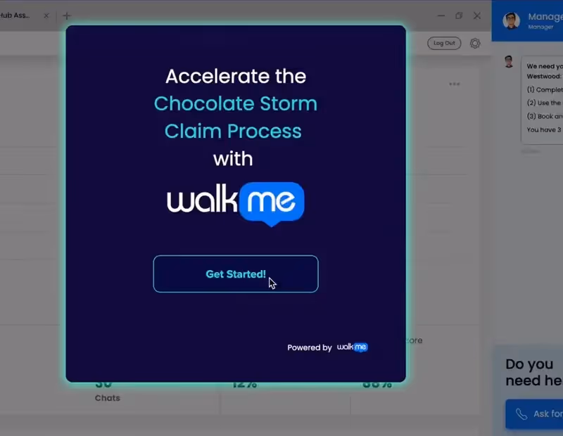 Un ejemplo de modal de bienvenida para iniciar el WalkMe Challenge