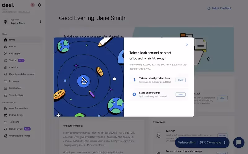 Deel's interactive walkthrough example.