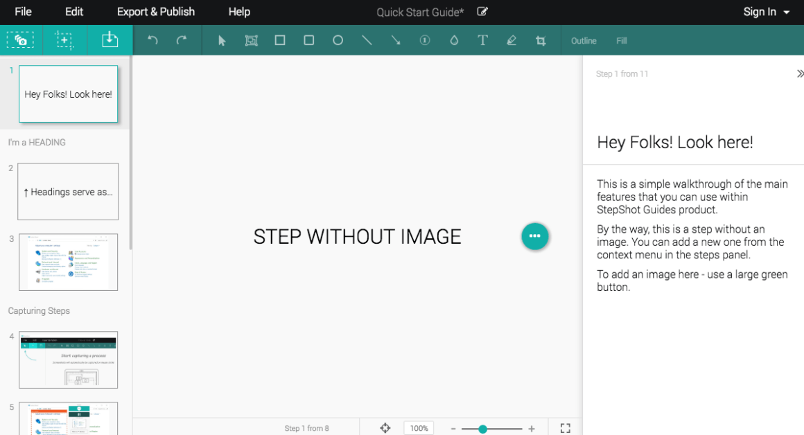 Stepshot dashboard