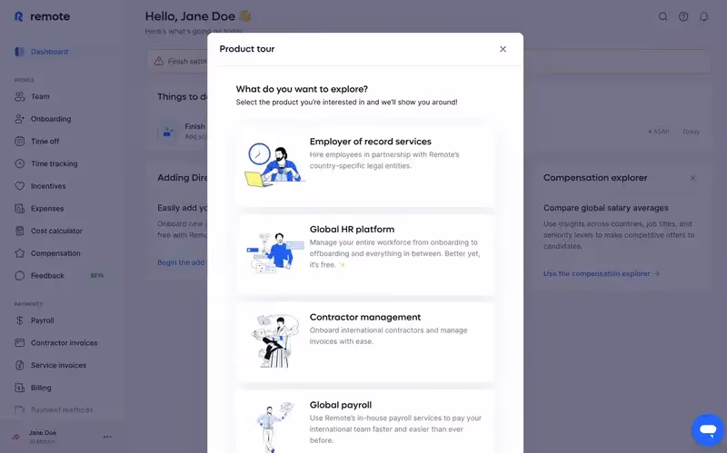 Remote's product tour segmentation question
