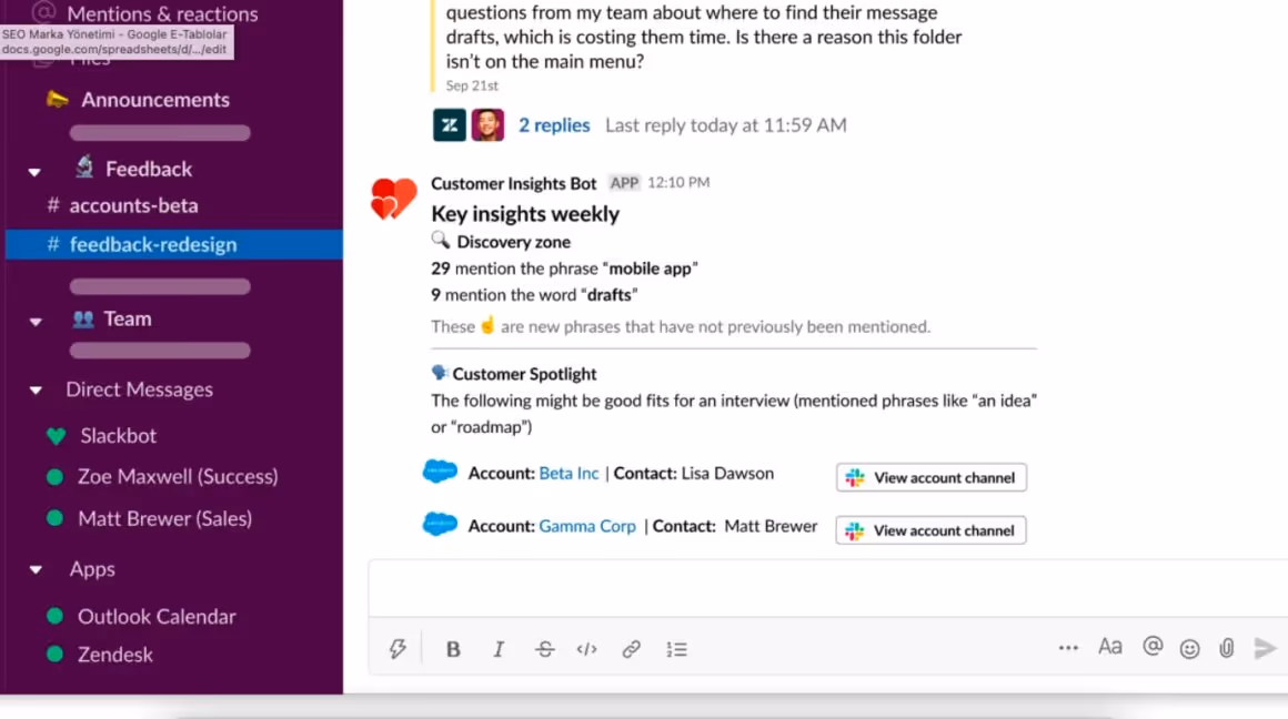 customer interaction example slack