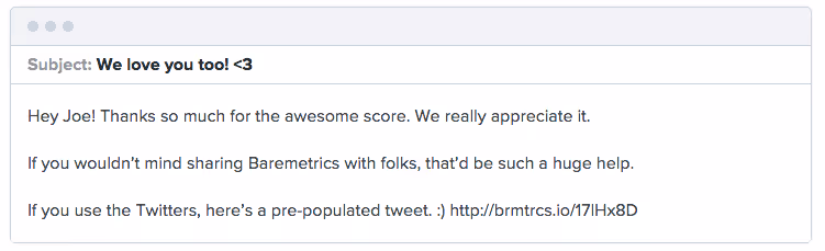 Baremetrics NPS survey example