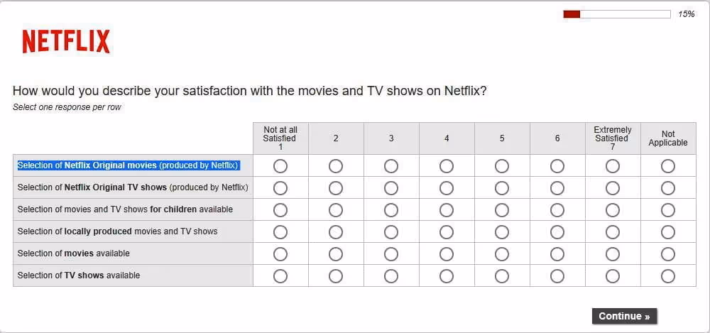 netflix customer feedback survey example