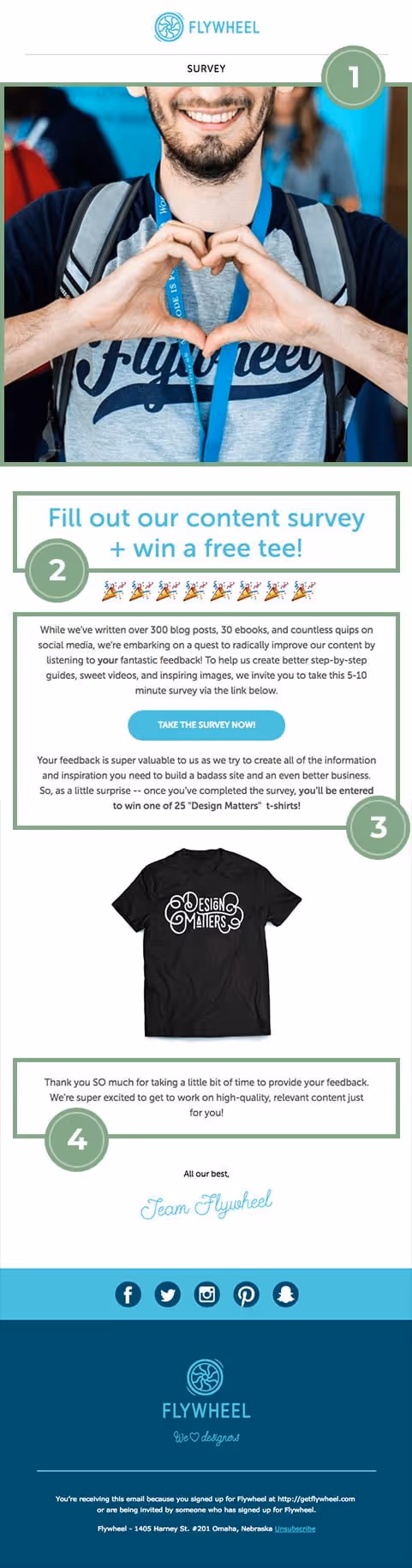 flywheel customer feedback email example