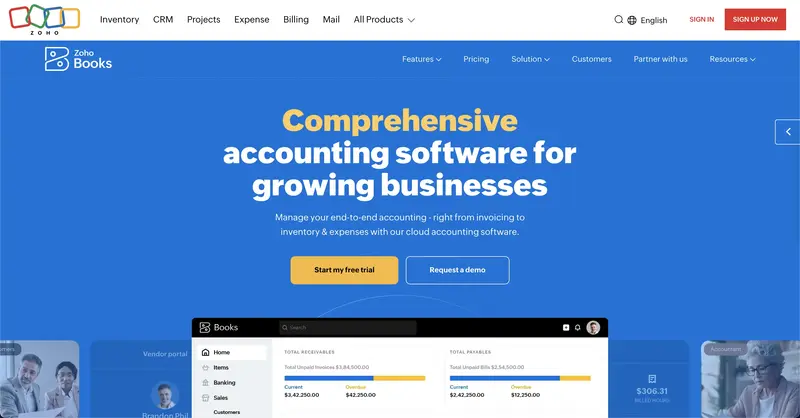 fintech onboarding zoho books website