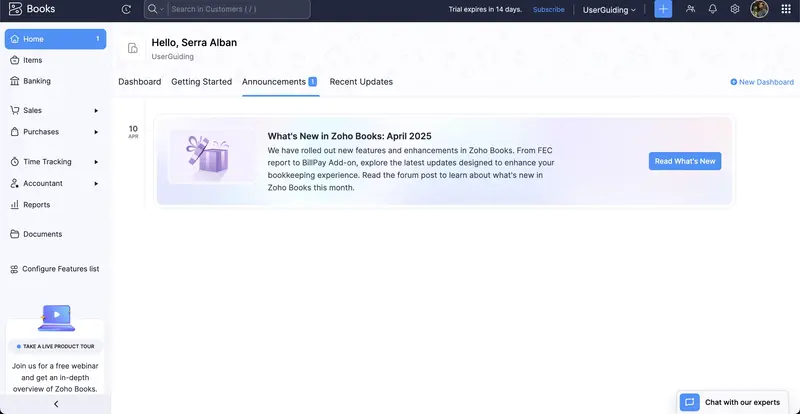 fintech onboarding zoho books promotional banner