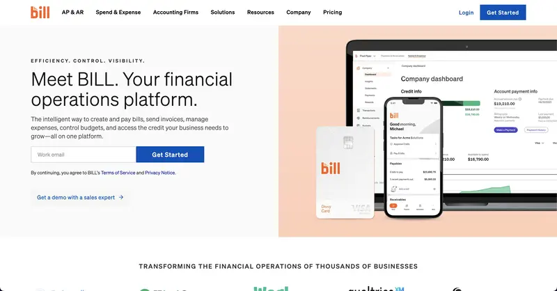 fintech onboarding bill website