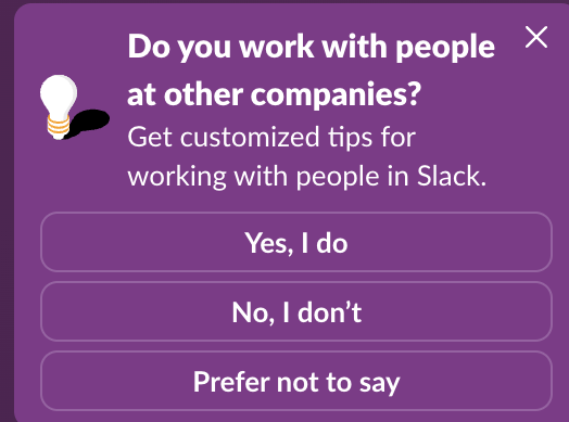 Slack's in-app message