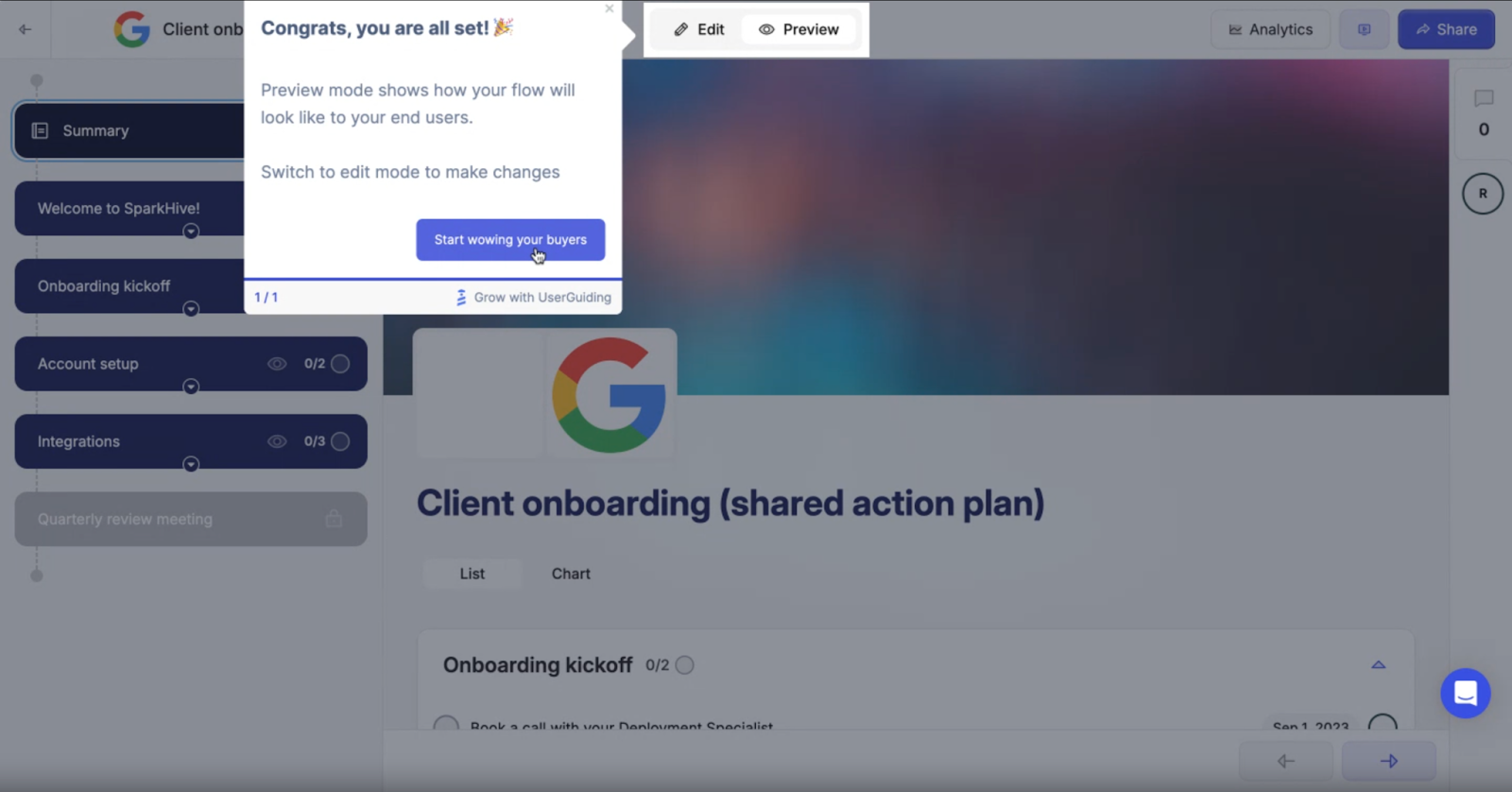 Flowla using UserGuiding for onboarding