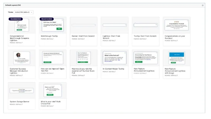 Pendo product interface and guide modules.