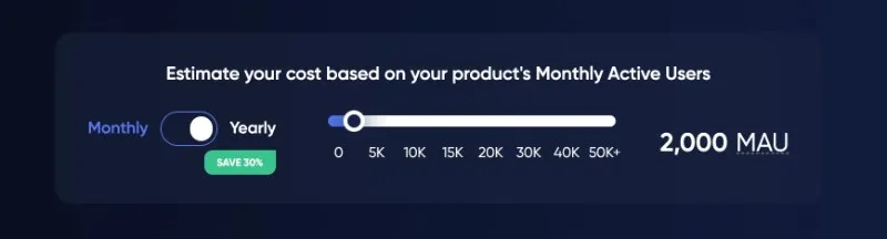UserGuiding MAU price calculator.
