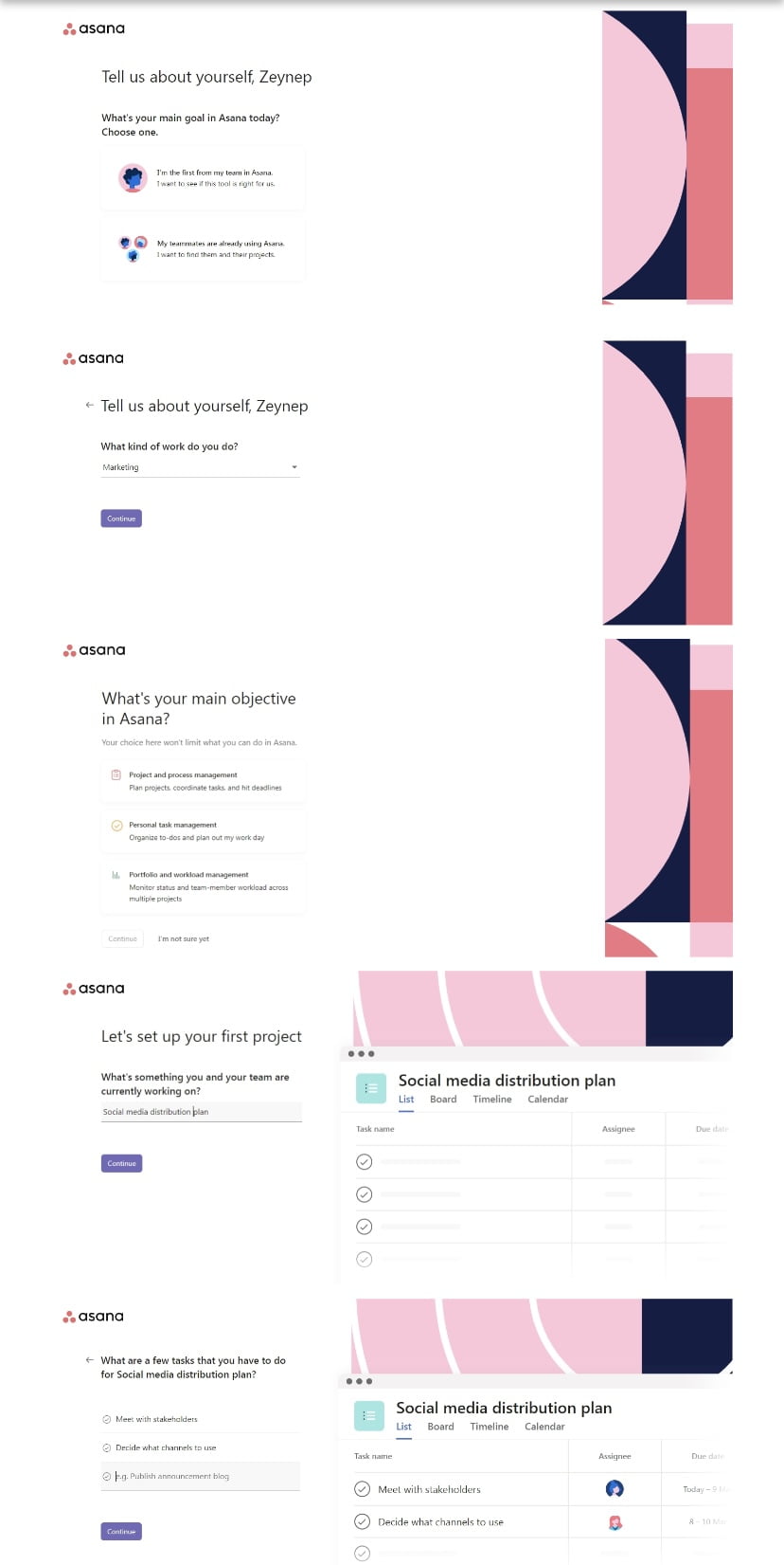 asana signup flow