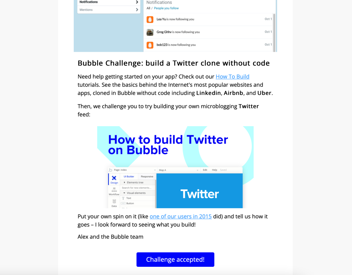 bubble email onboarding b2b