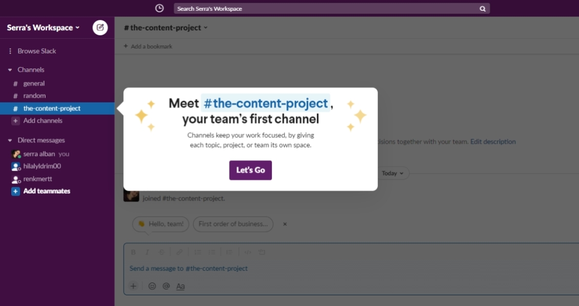 saas enterprise onboarding slack example