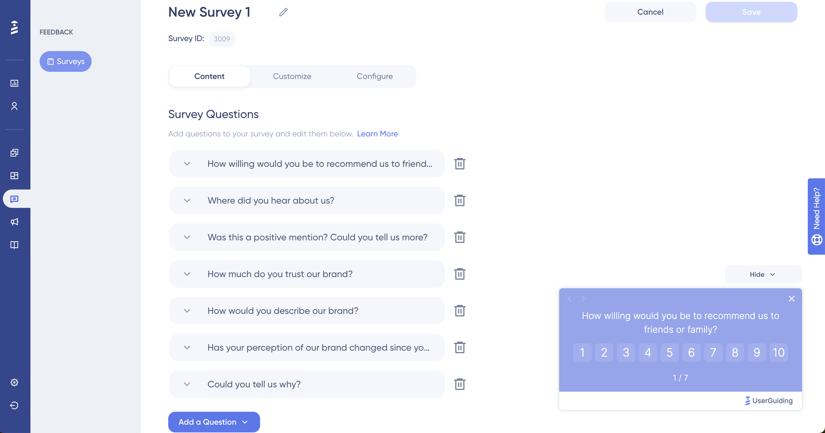 UserGuiding's in-app surveys