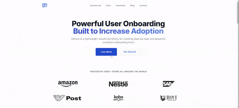 Intro.js Intercom Product Tours Alternative
