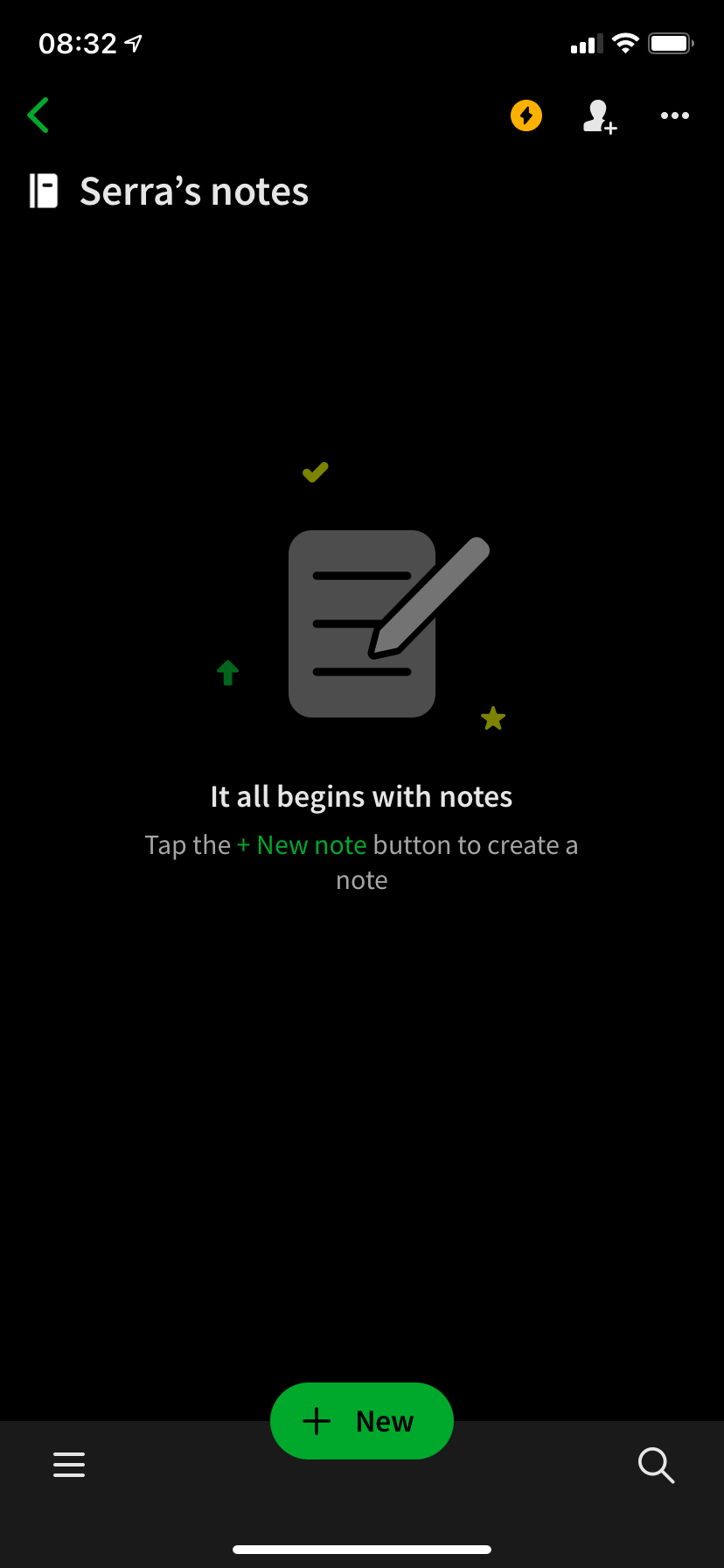 app walkthrough evernote empty slate