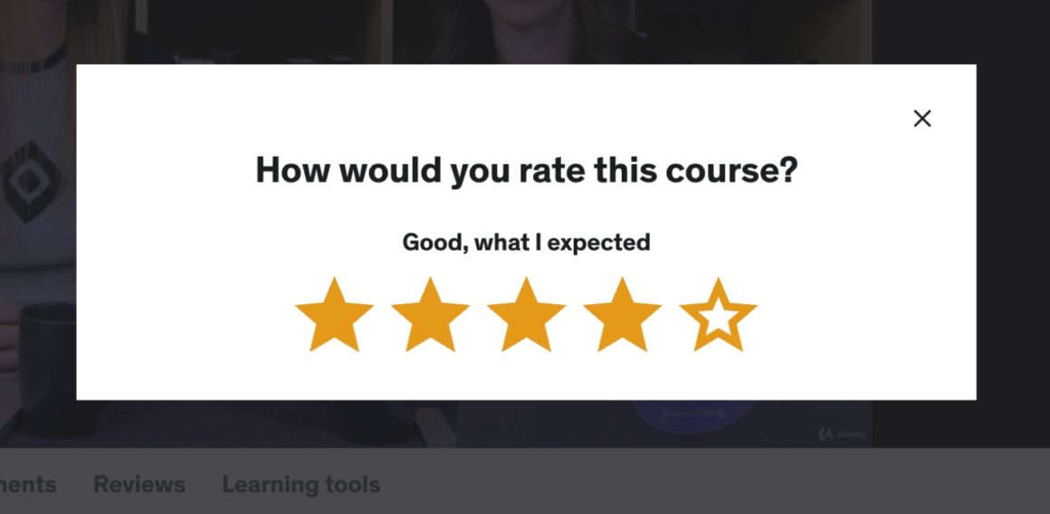 Udemy's rate the course survey question