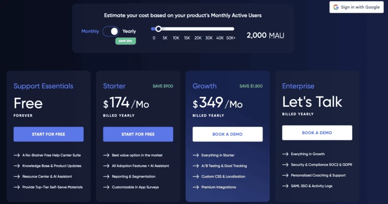 UserGuiding’s pricing page