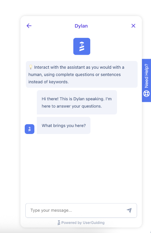 Agente de soporte con tecnología de IA de UserGuiding