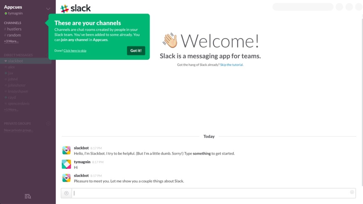 slack customer retention user onboarding example