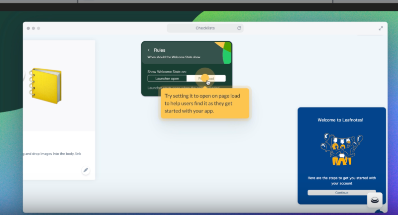 Chameleon welcome state for checklists.