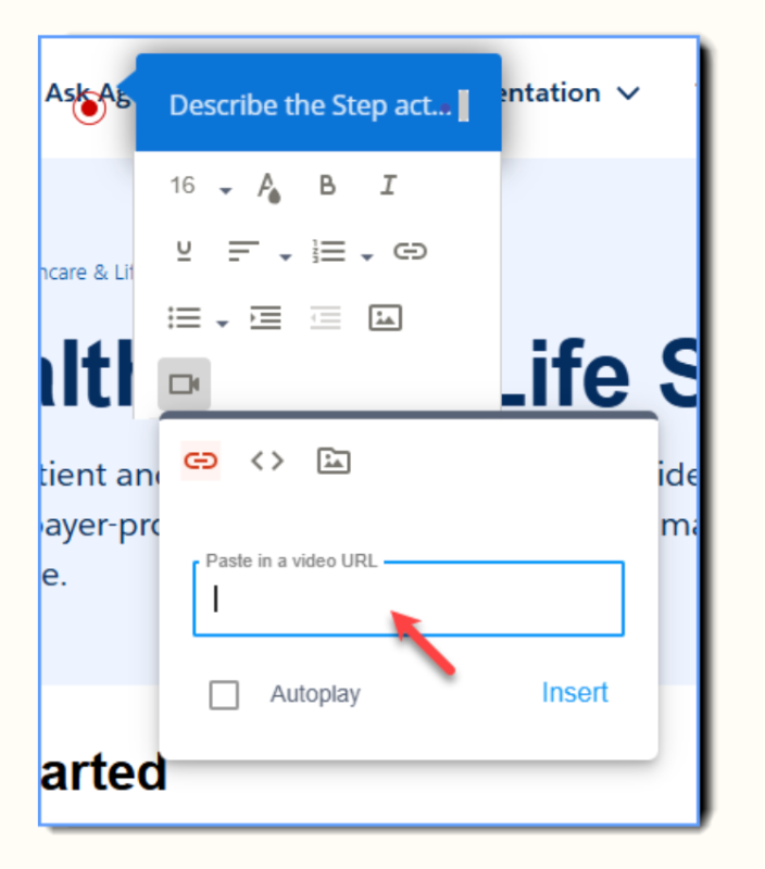 Adding a video to a Whatfix beacon.