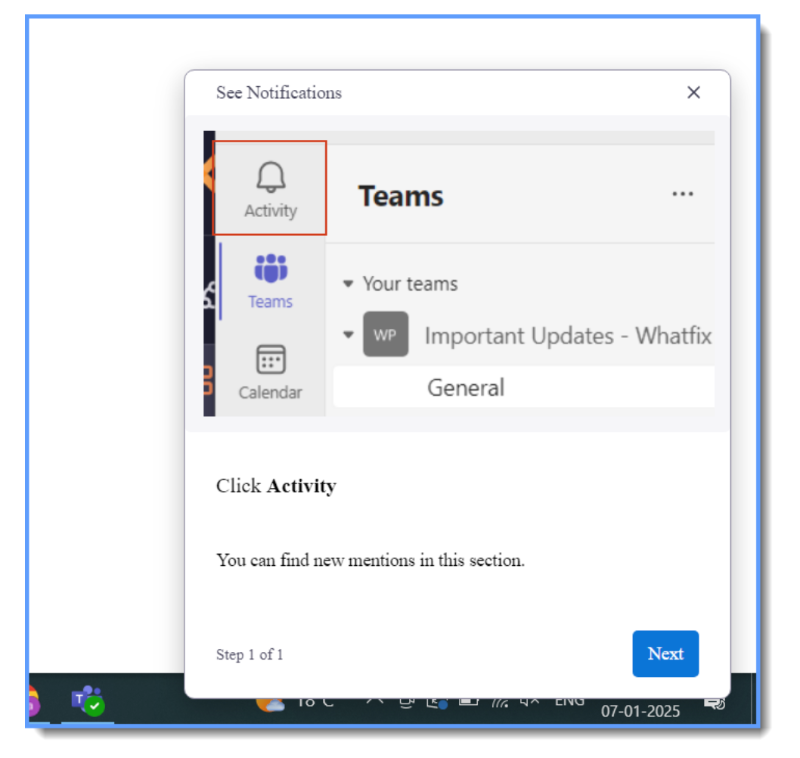 Whatfix flow standby pop-up message.