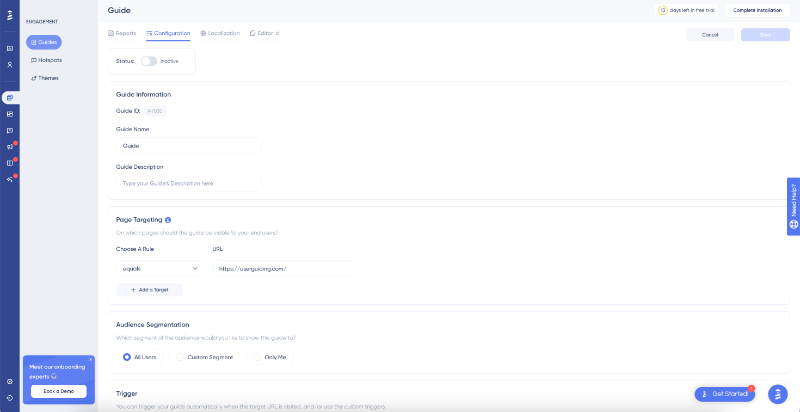 UserGuiding guide configurations.