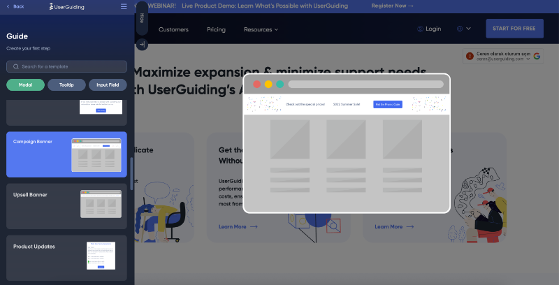 UserGuiding campaign banner template.