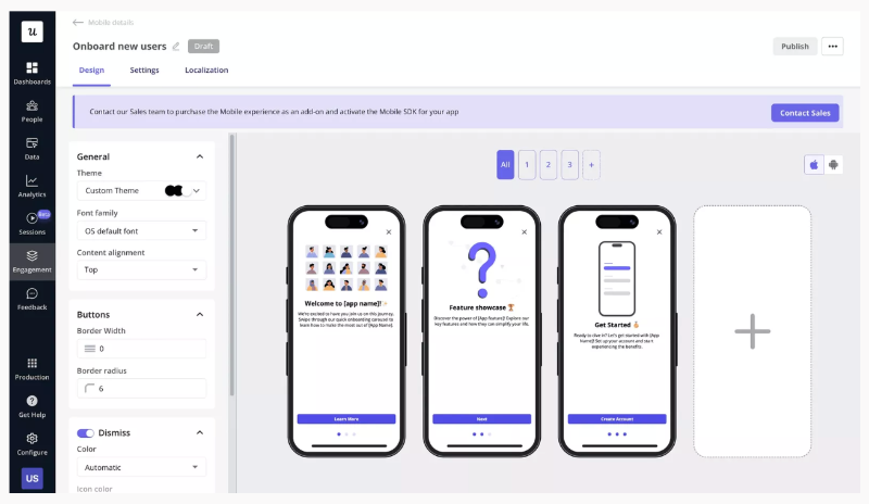 Userpilot mobile carousels.