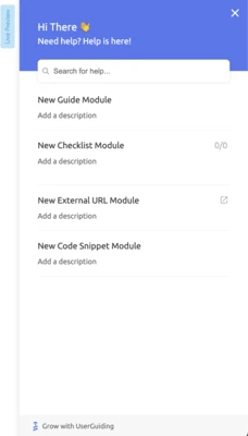 Central de recursos criada com a UserGuiding