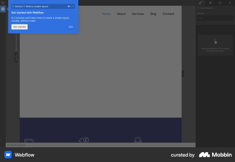 Webflow onboarding tutorial.
