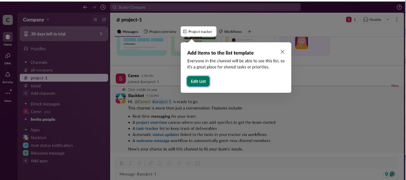 Slack’s friendly but also informative onboarding tooltip.