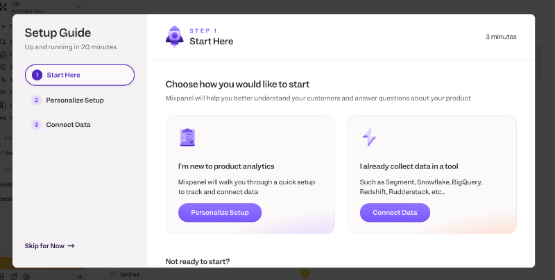 Mixpanel’s setup guide.