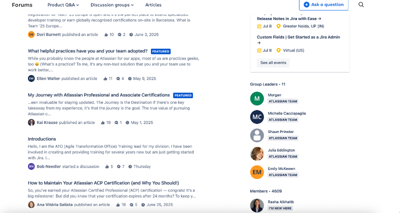 Atlassian Community training group.
