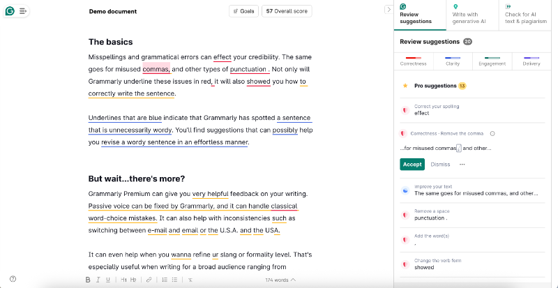 Grammarly’s demo document for onboarding.