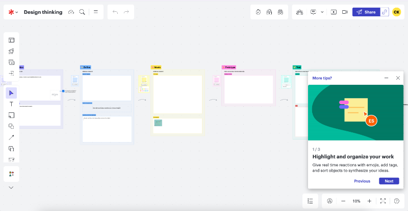 Lucidchart’s slideout tutorial.