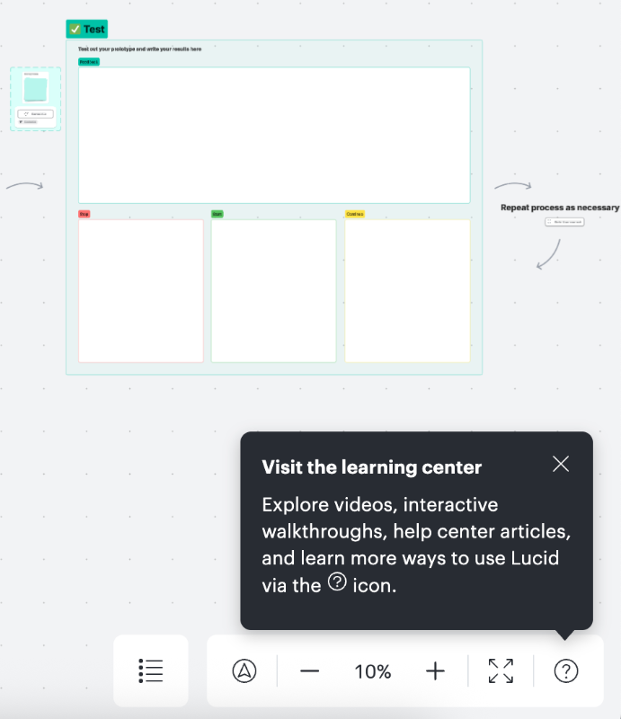 Tooltip to introduce the in-app resource center.