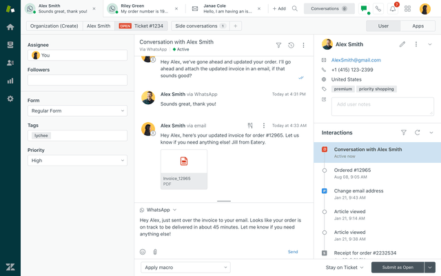 Zendesk's support dashboard