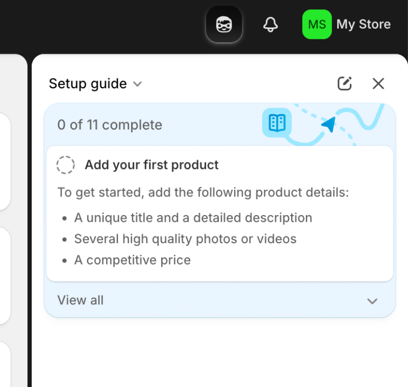 Shopify’s static setup walkthrough.