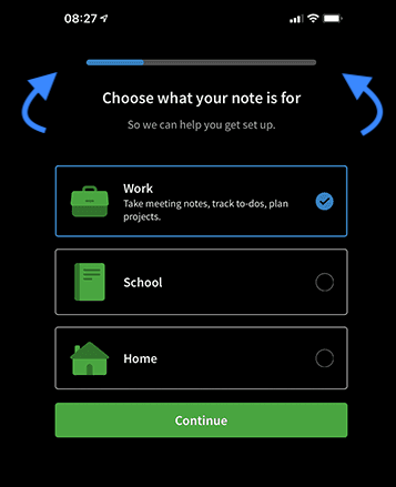 evernote saas gamification progress bar