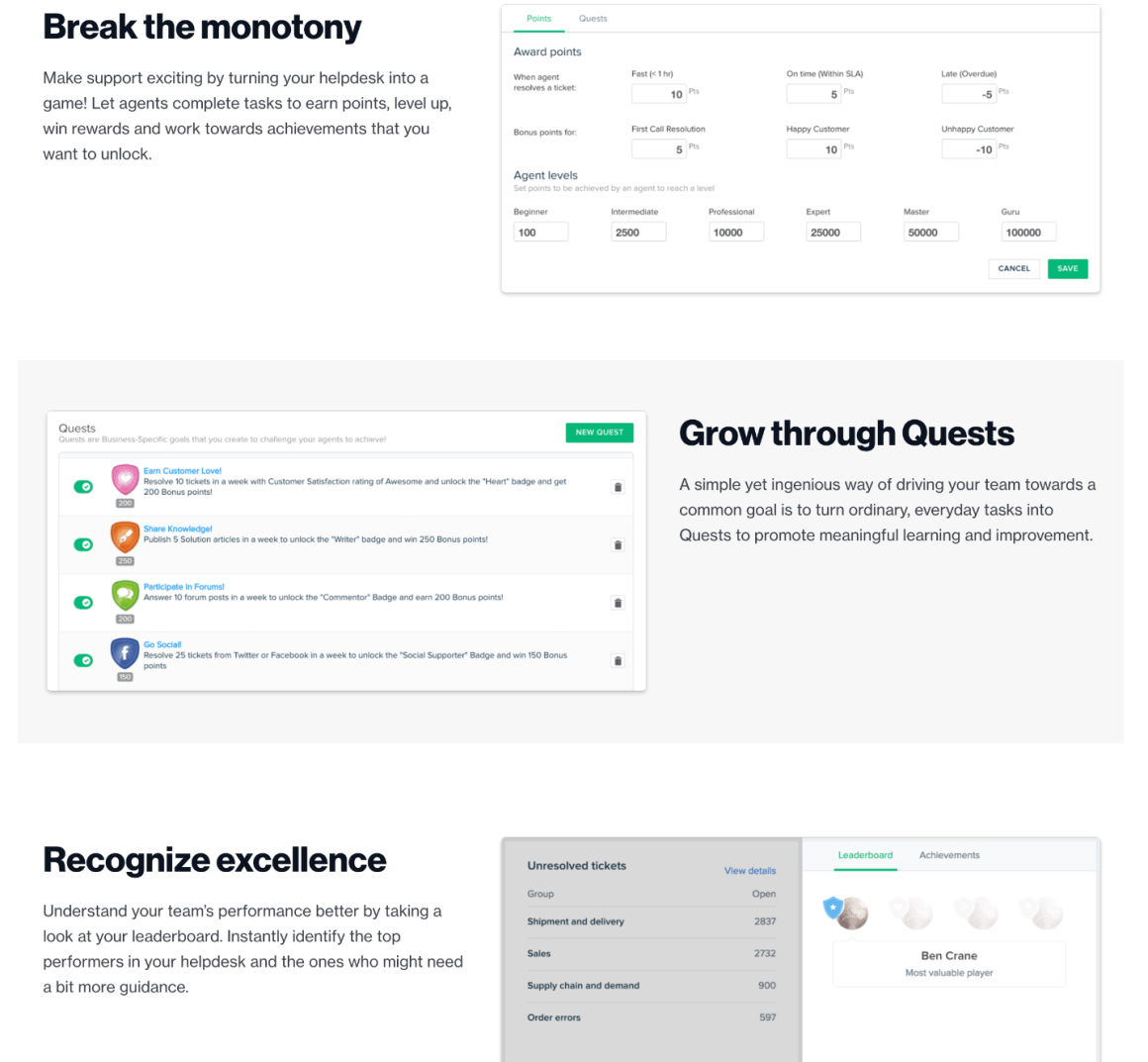 freshdesk saas gamification