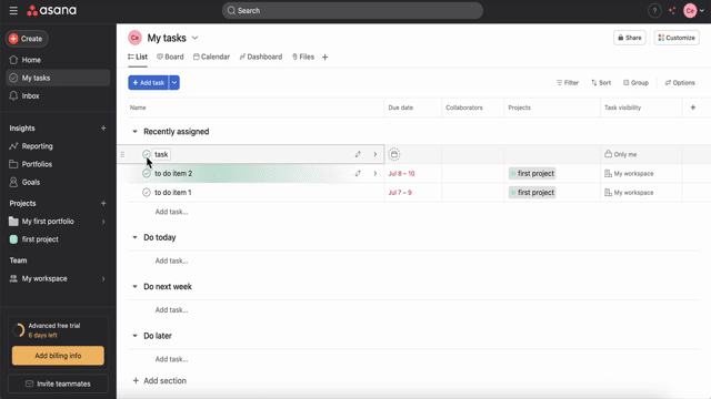 Asana’s celebration animation.