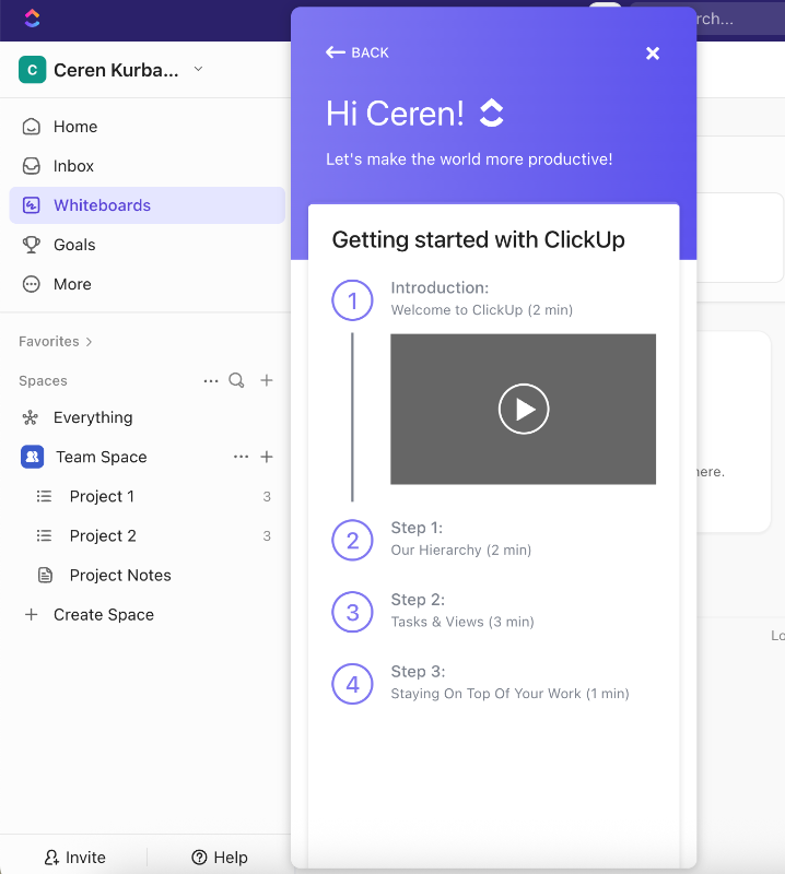 ClickUp’s resource center and onboarding videos.