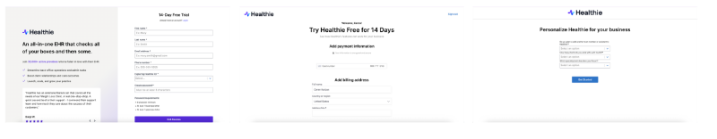 Healthie’s signup flow.